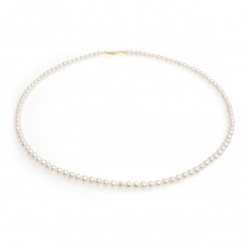 Колие, 3.5-4мм бели перли ,златна закопчалка 18К , 42см