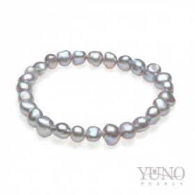 Гривна със сиви асиметрични перли, 6-7мм, 19см