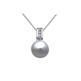 Сребърна висулка със сива перла 8-9мм