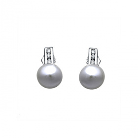 Сребърни обеци със сиви перли 8-9мм