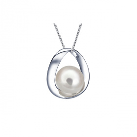 Сребърна висулка с бяла перла 7-8мм