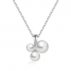 Висулка сребро ,3 бели перли, 4.5-5/5.5-6/6.5-7 мм.