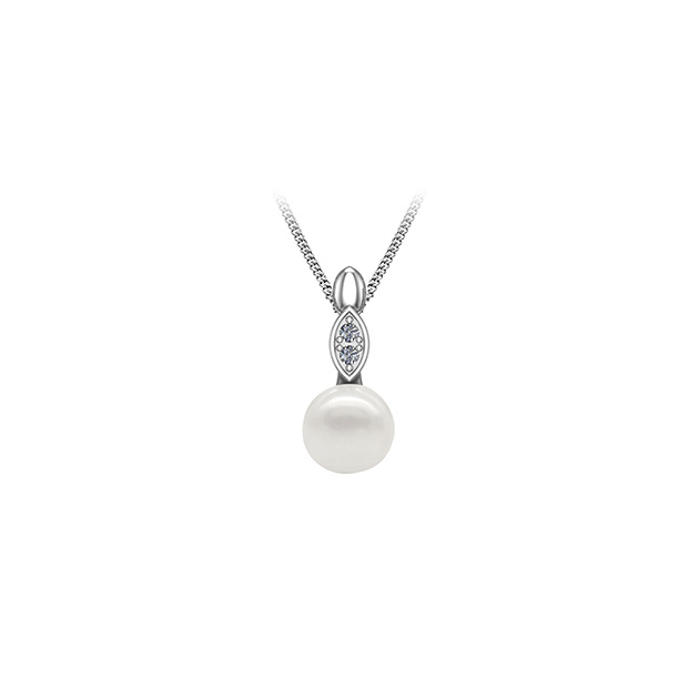 Сребърна висулка с бяла перла 8-9мм