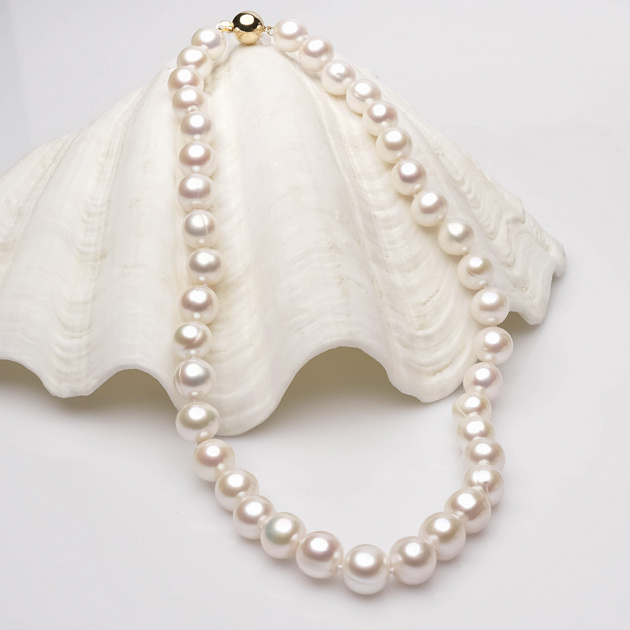 Колие бели перли, 10-11мм, 44-46см