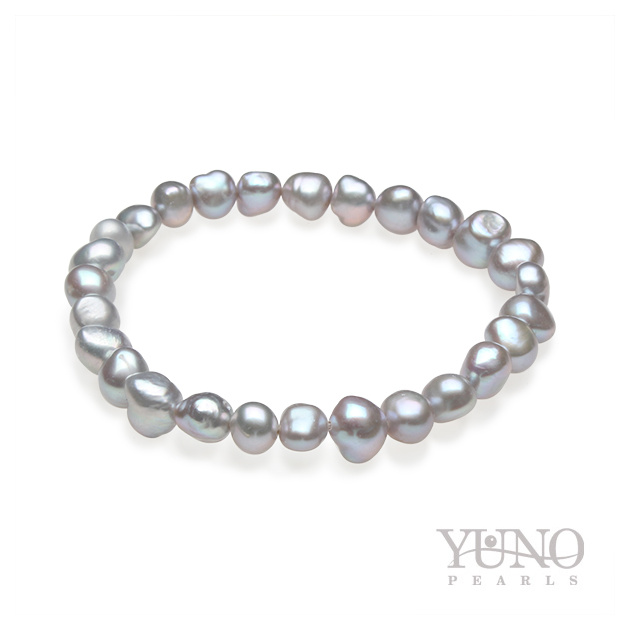 Гривна със сиви асиметрични перли, 6-7мм, 19см