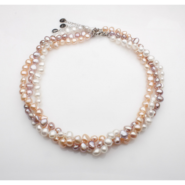 Колие с лилави асиметрични перли, 6-7мм, 44см