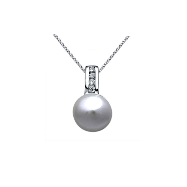 Сребърна висулка със сива перла 8-9мм