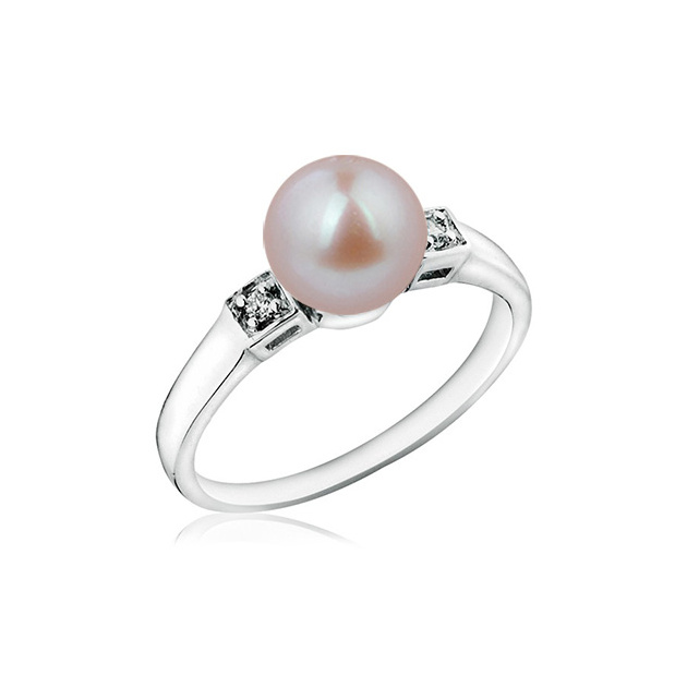 Сребърен пръстен с лилава перла 7-8мм
