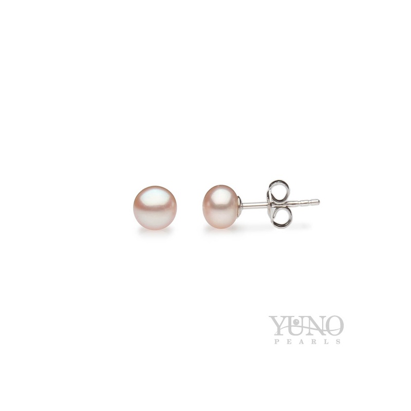 Обеци сребро, лилави перли, 6-7мм