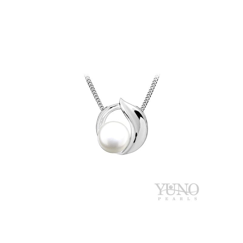 Висулка сребро, бели перли, 8-9мм