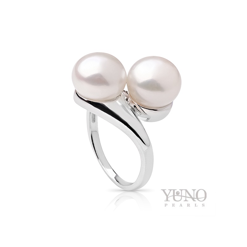 Пръстен сребро, бели перли, 9-10мм