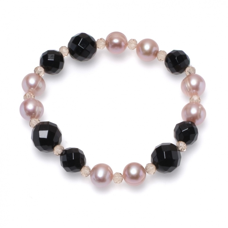 Гривна лилави перли, 8.5-10мм, оникс, 18см