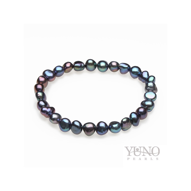 Гривна с тъмни асиметрични перли, 6-7мм, 19см