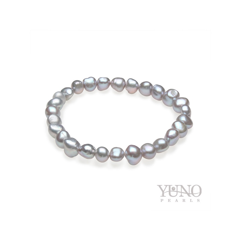Гривна със сиви асиметрични перли, 6-7мм, 19см