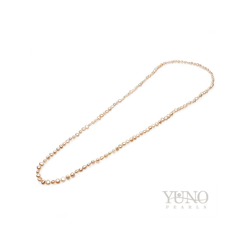 Колие розови перли, 6-7мм, 100см