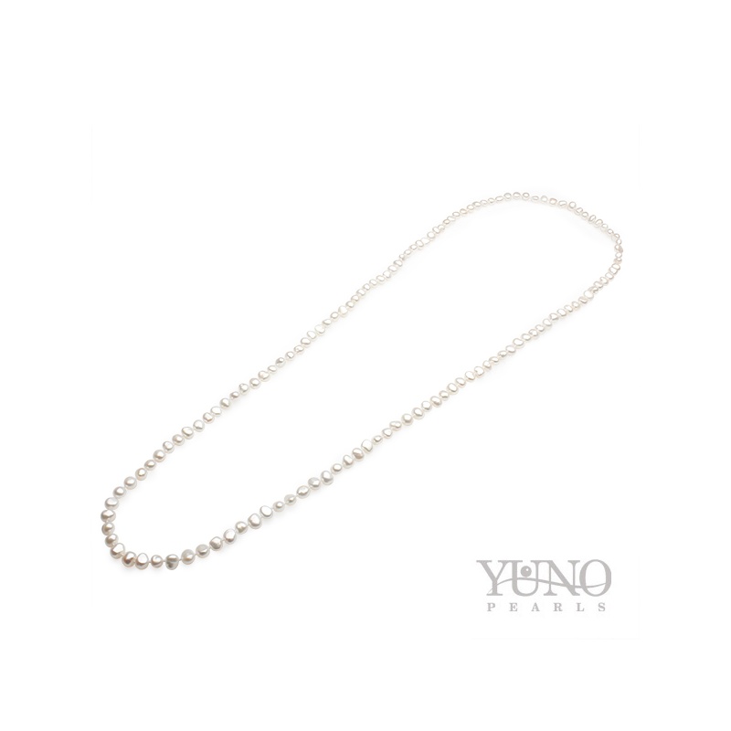 Колие бели перли, 6-7мм, 100см