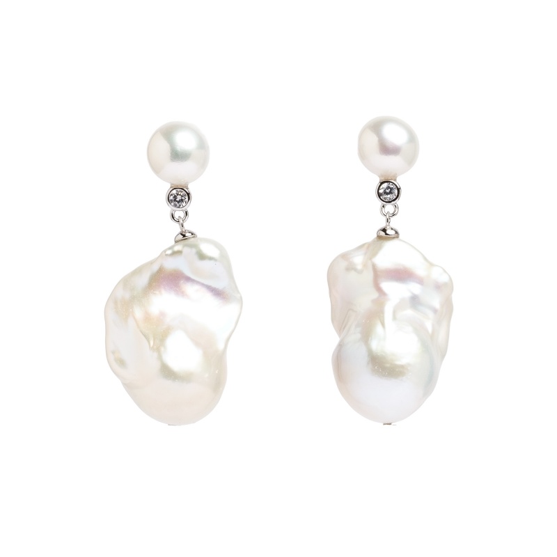 Обеци сребро с 2 перли