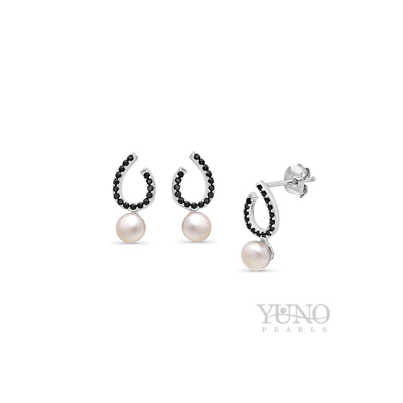 Обеци сребро, бели перли, 4-5мм