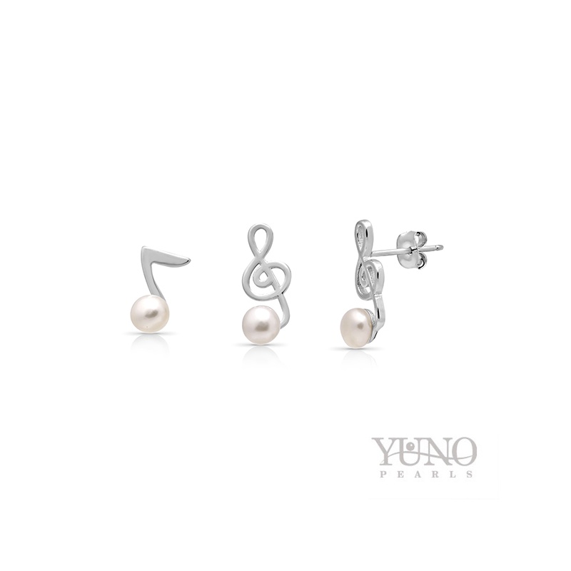 Обеци сребро, бели перли, 4мм