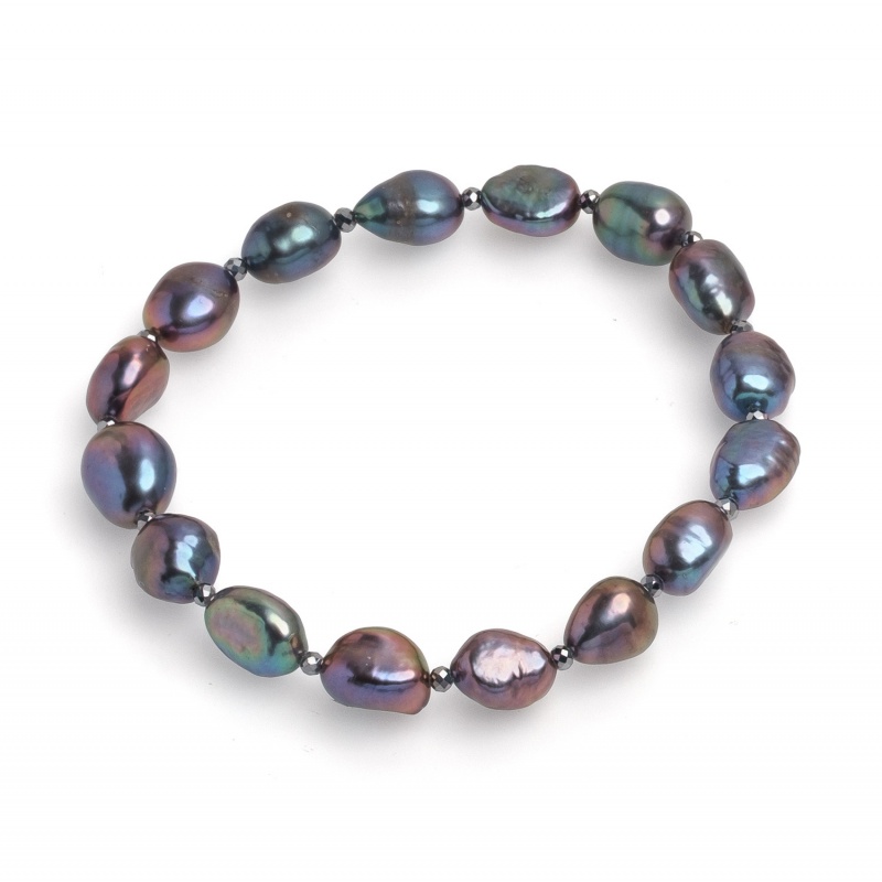 Гривна с тъмни перли 6-7мм и хематит