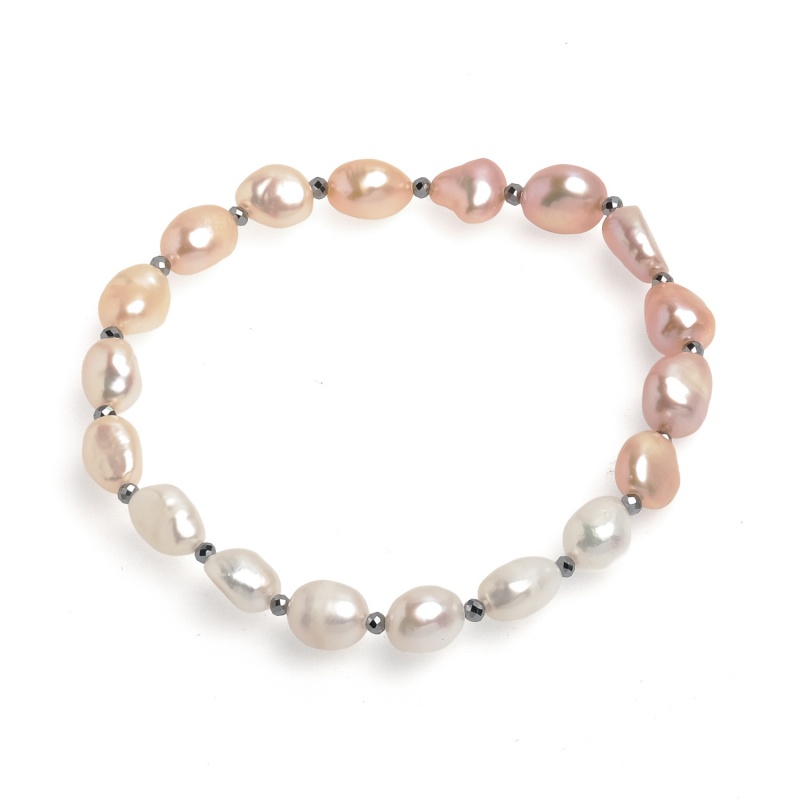 Гривна с микс перли 6-7мм и хематит