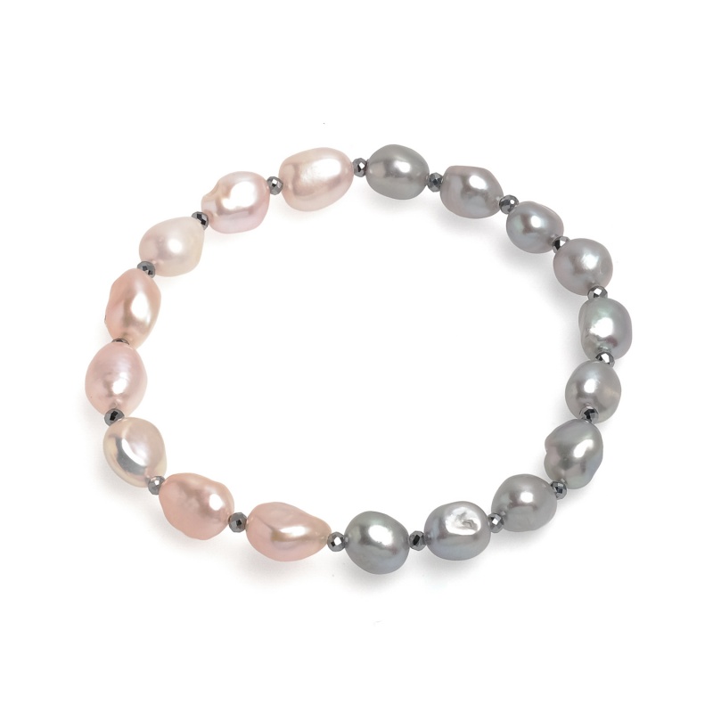 Гривна с микс перли 6-7мм и хематит