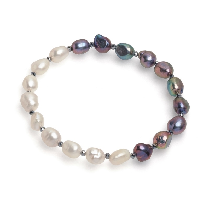 Гривна с микс перли 6-7мм и хематит