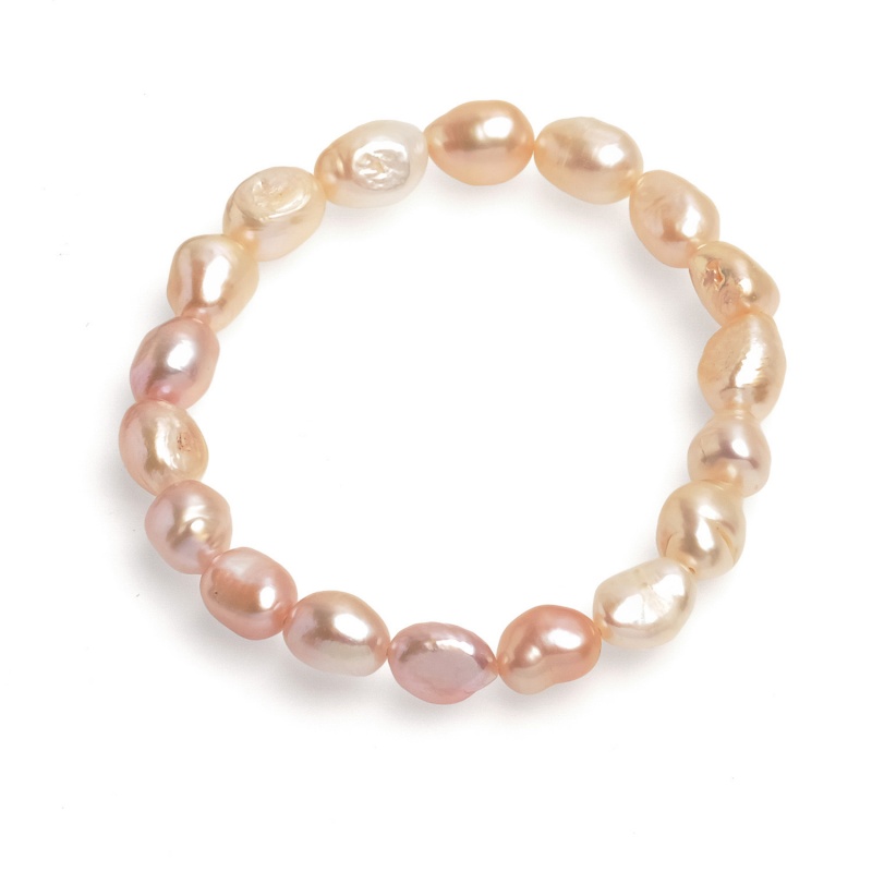 Гривна 8-9мм асиметрични розови перли