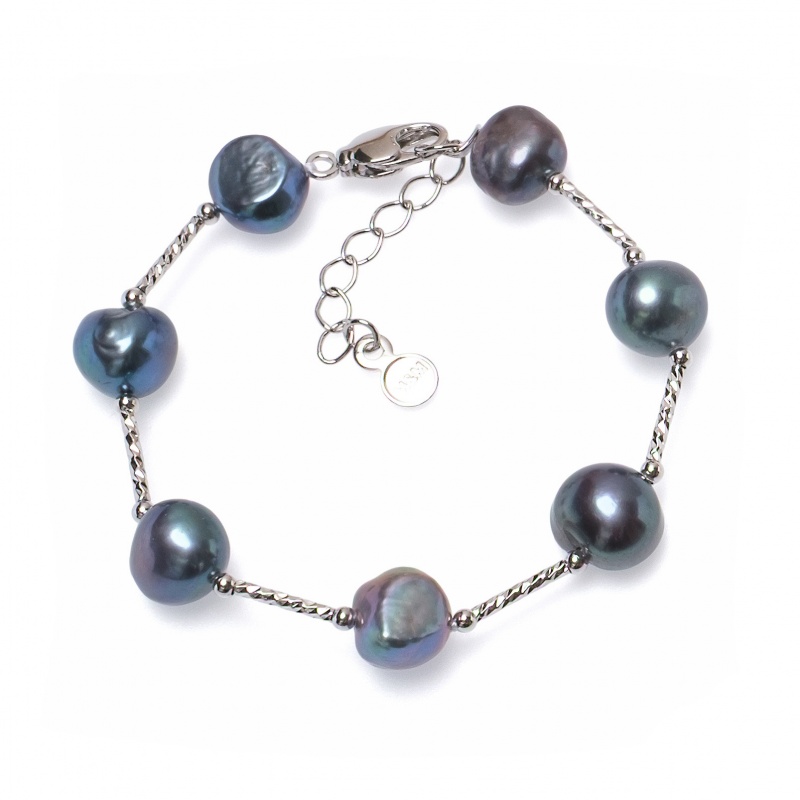 Гривна, тъмнни асиметрични перли 8-11мм