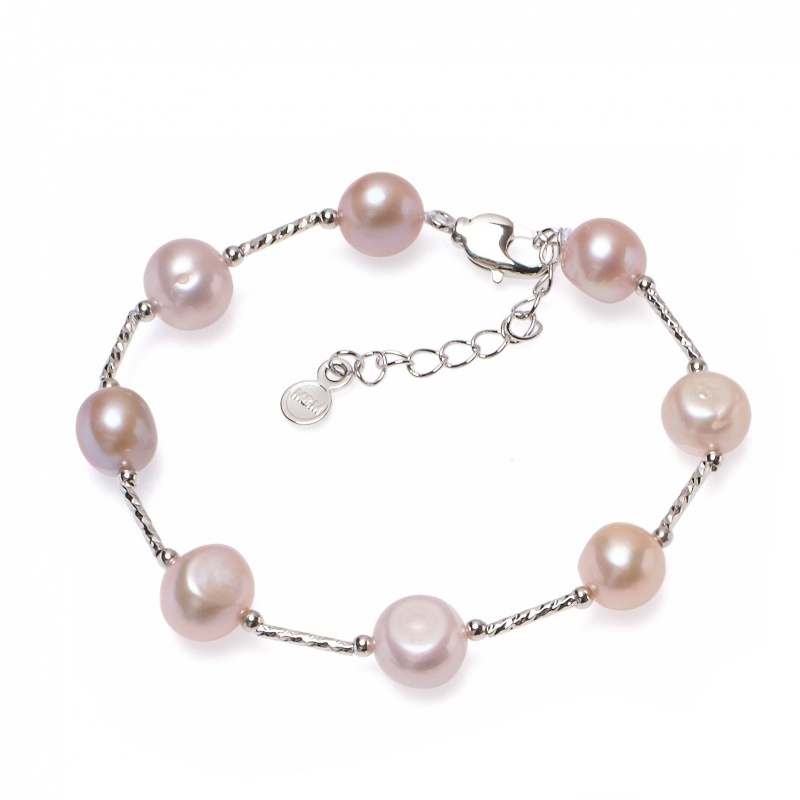 Гривна, лилави асиметрични перли 8-11мм