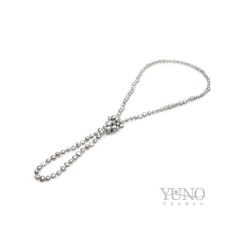 Колие сиви перли, 6-7мм, 100см