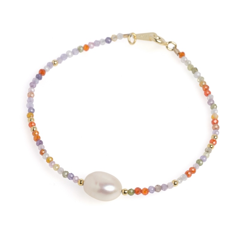 Гривна 1 асимиметрина бяла перла и 2мм шарен шпинел,18см