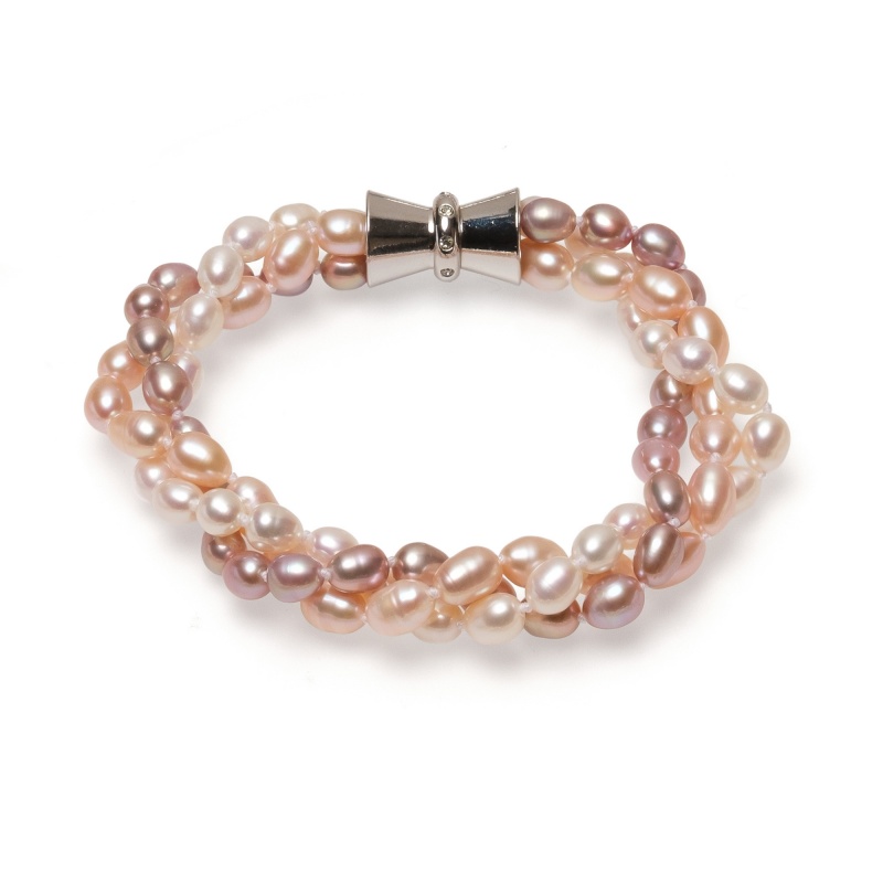 Гривна 3 реда микс перли5-6мм ,магнитна закопчалка,20см