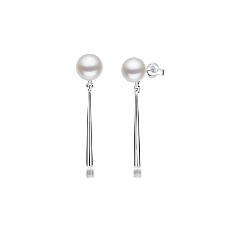 Обеци сребро с бели перли 7.5-8мм