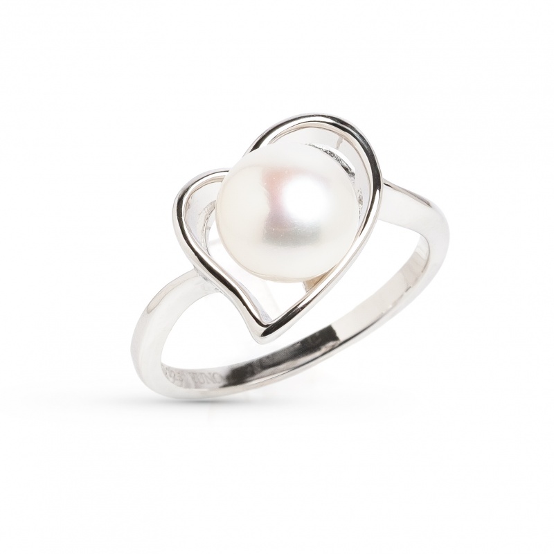 Пръстен сребро, бели перли 8-8.5мм