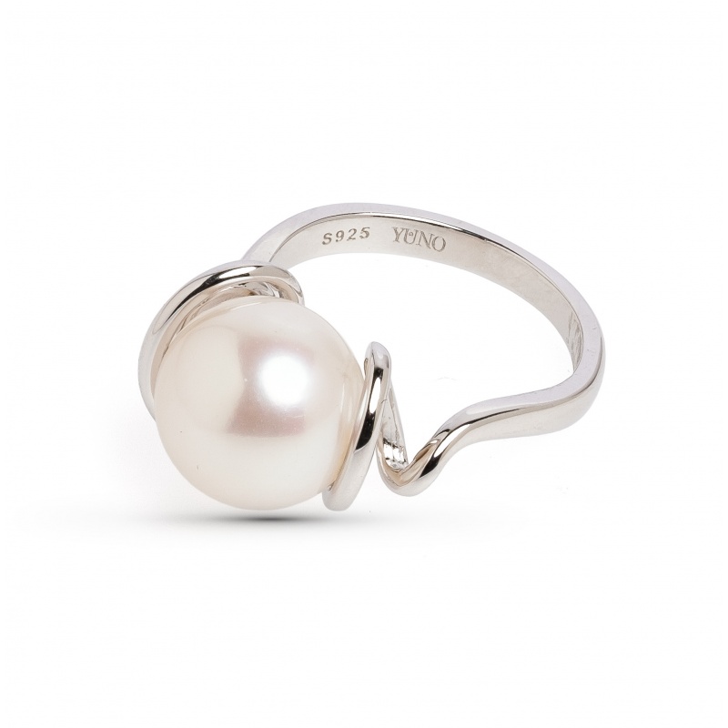 Пръстен сребro, бяла перла 10-11мм