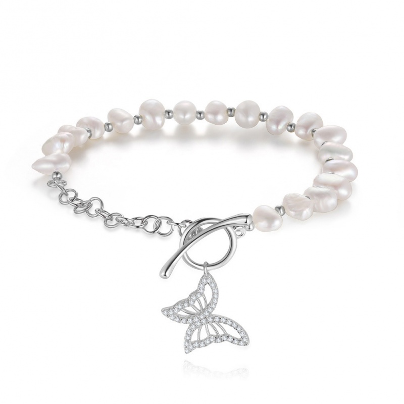 Гривна сребро, асиметрични бели перли ,16,5см.