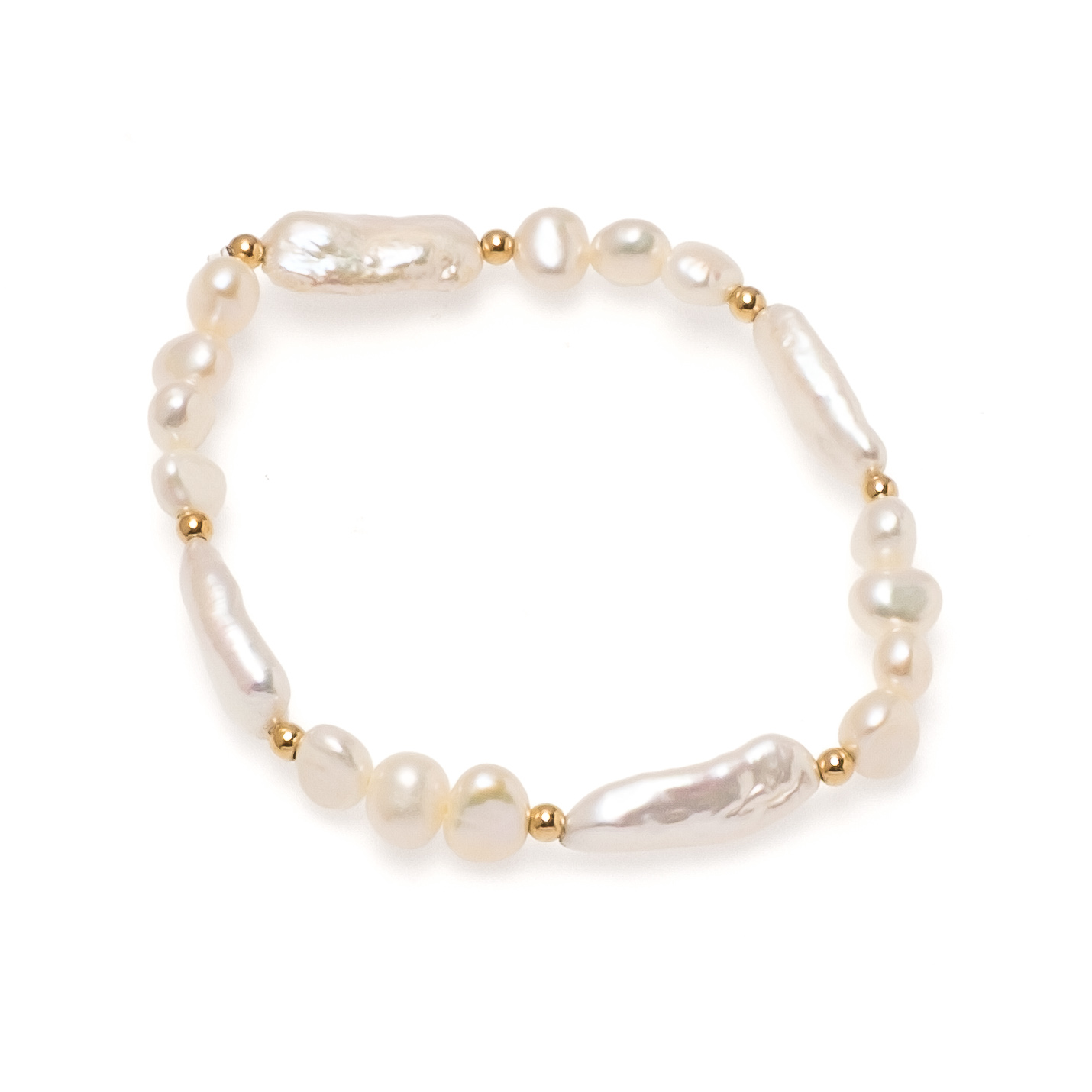 Гривна с 6-7мм бели перли и жълти топчета,17-18 см