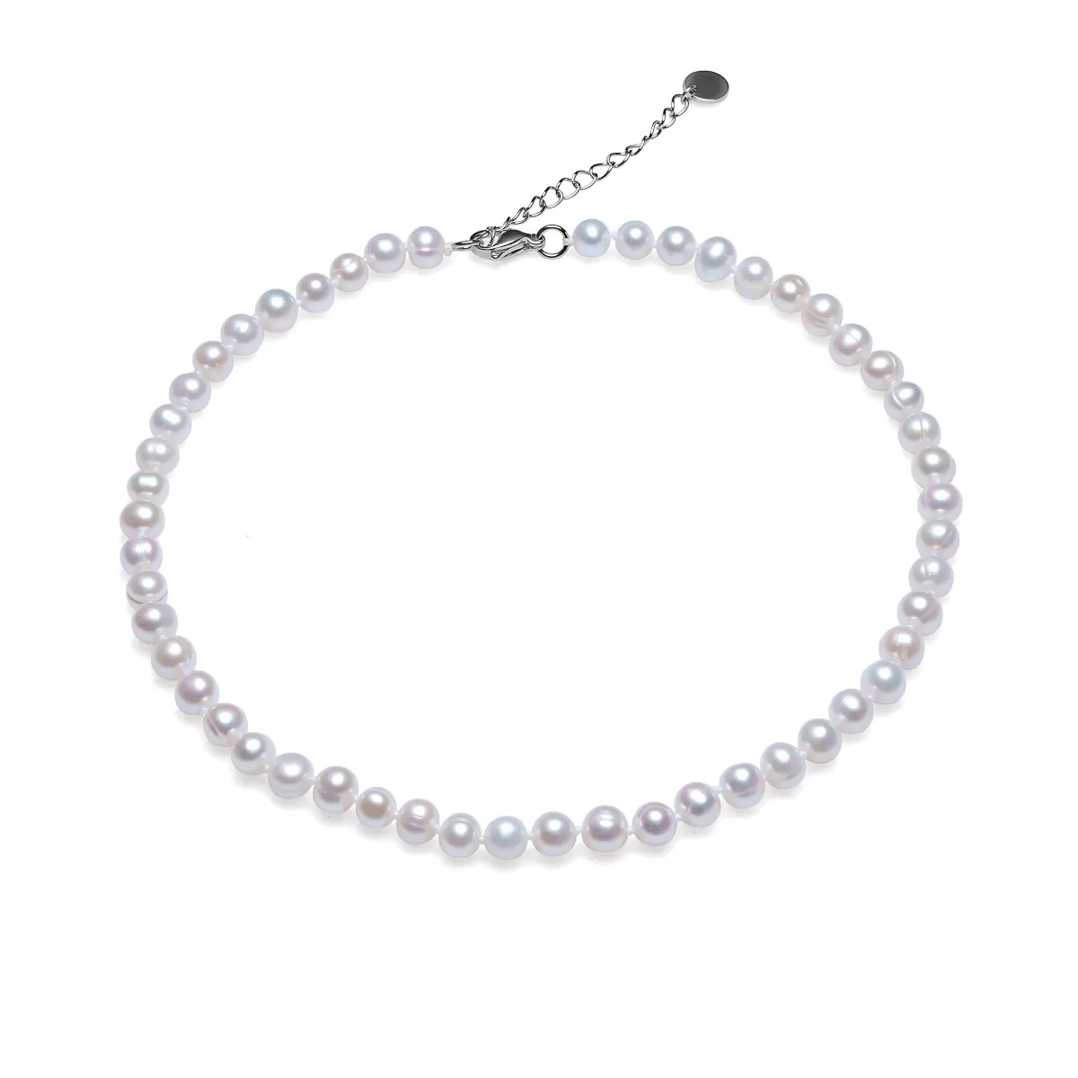 Колие 8-9мм бели перли и закопчалка с удължител,43+5см