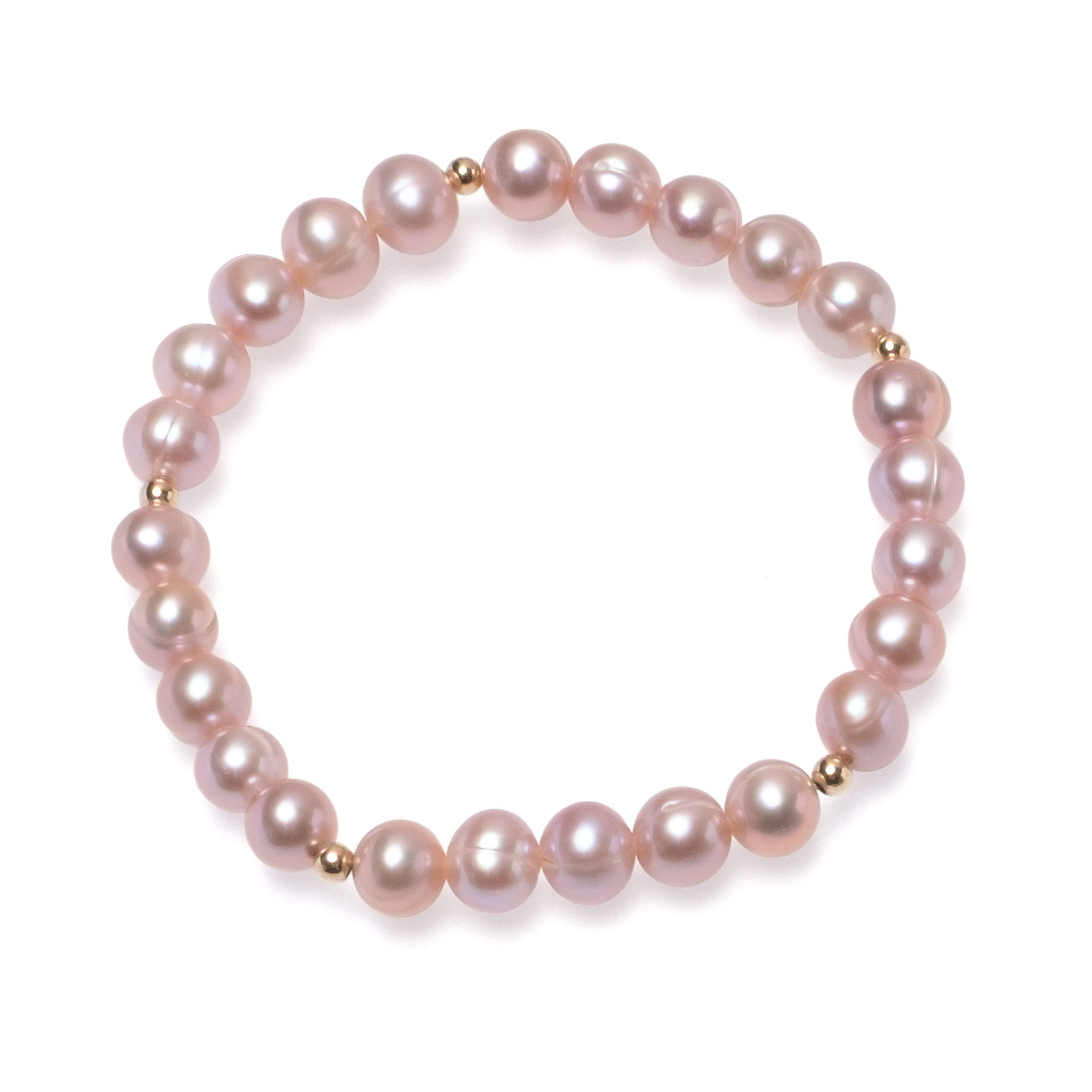 Гривна с лилави перли 6-7мм и 5бр. позлатени елементи, 18см