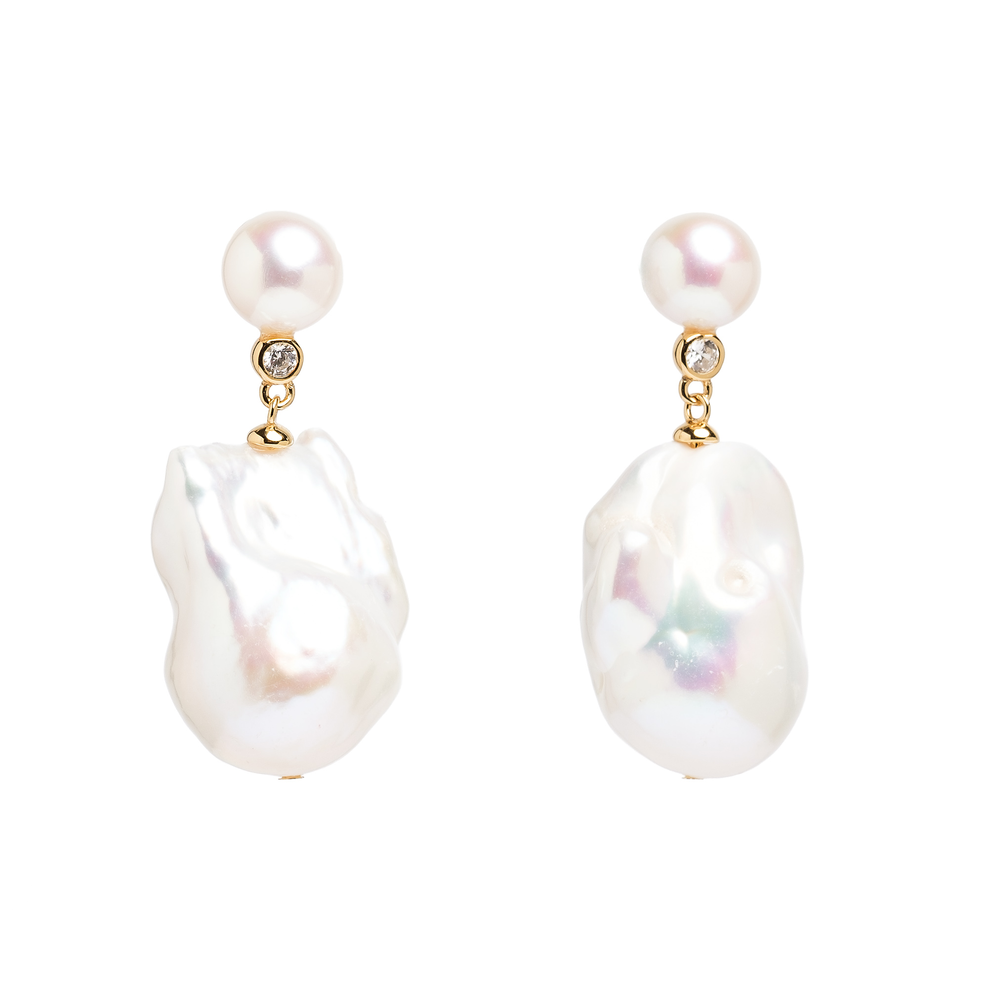 Обеци сребро с позлата и 2 перли