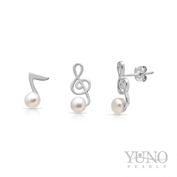 Обеци сребро, бели перли, 4-5мм