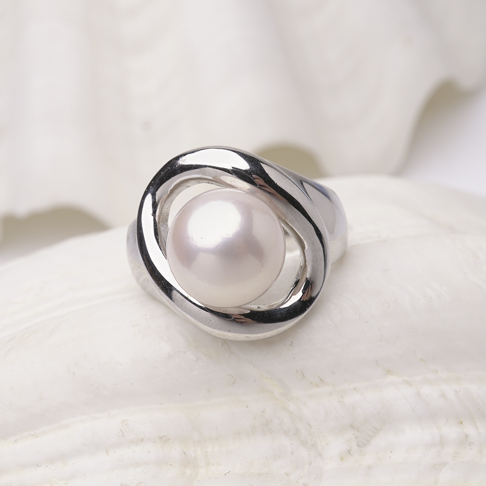 Сребърен пръстен с бяла Едисън перла 11-12мм