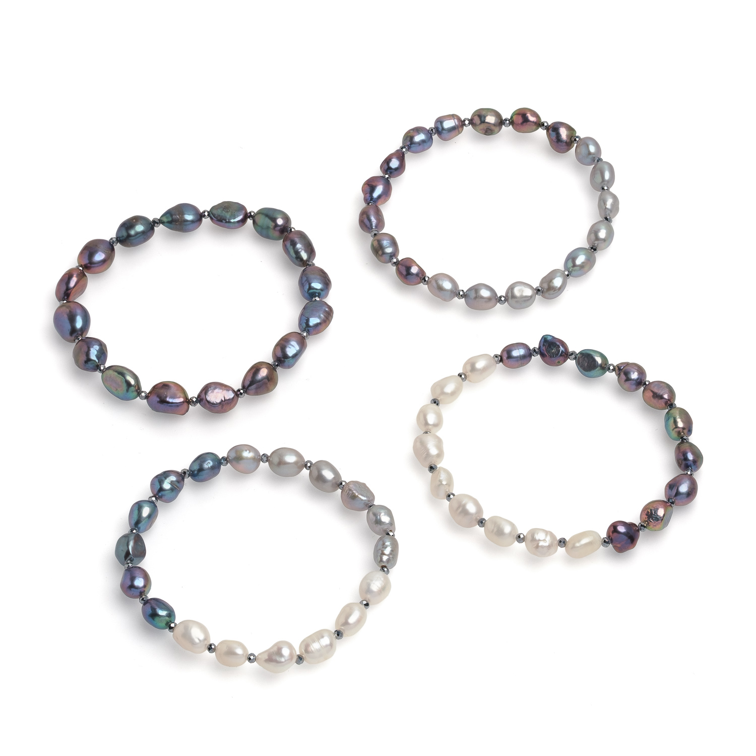 Гривна с розови перли 6-7мм и хематит