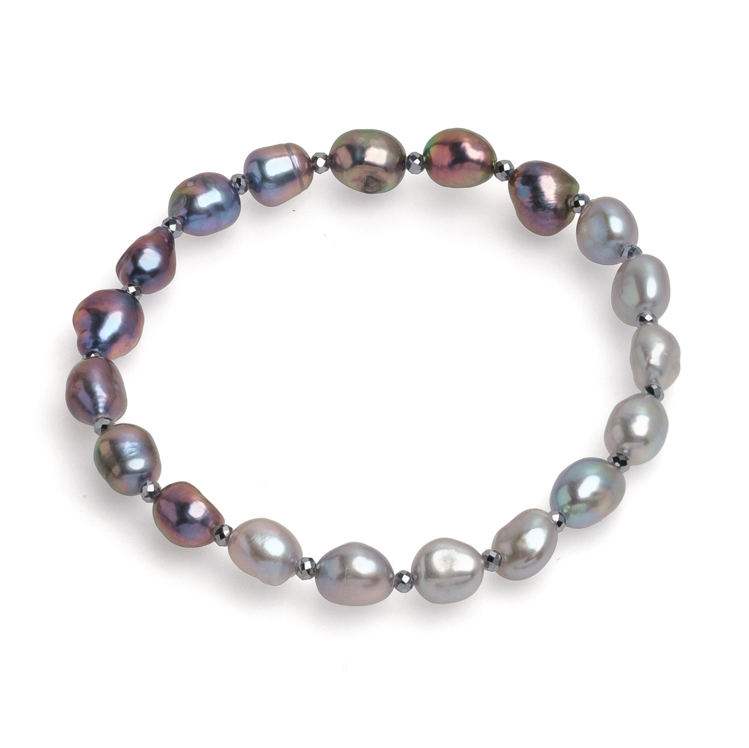 Гривна с микс перли 6-7мм и хематит