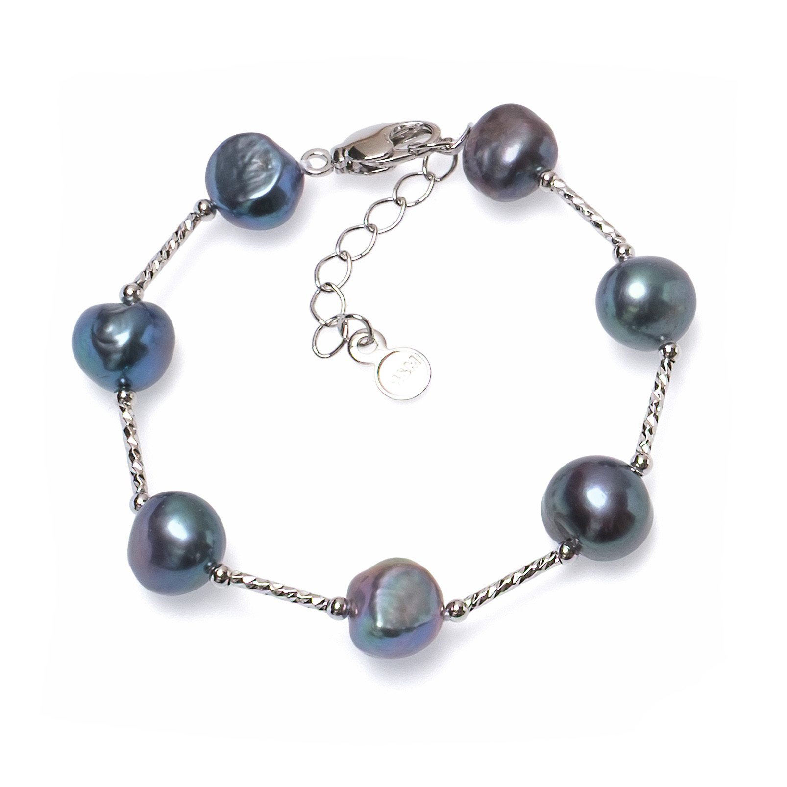 Гривна, тъмнни асиметрични перли 8-11мм