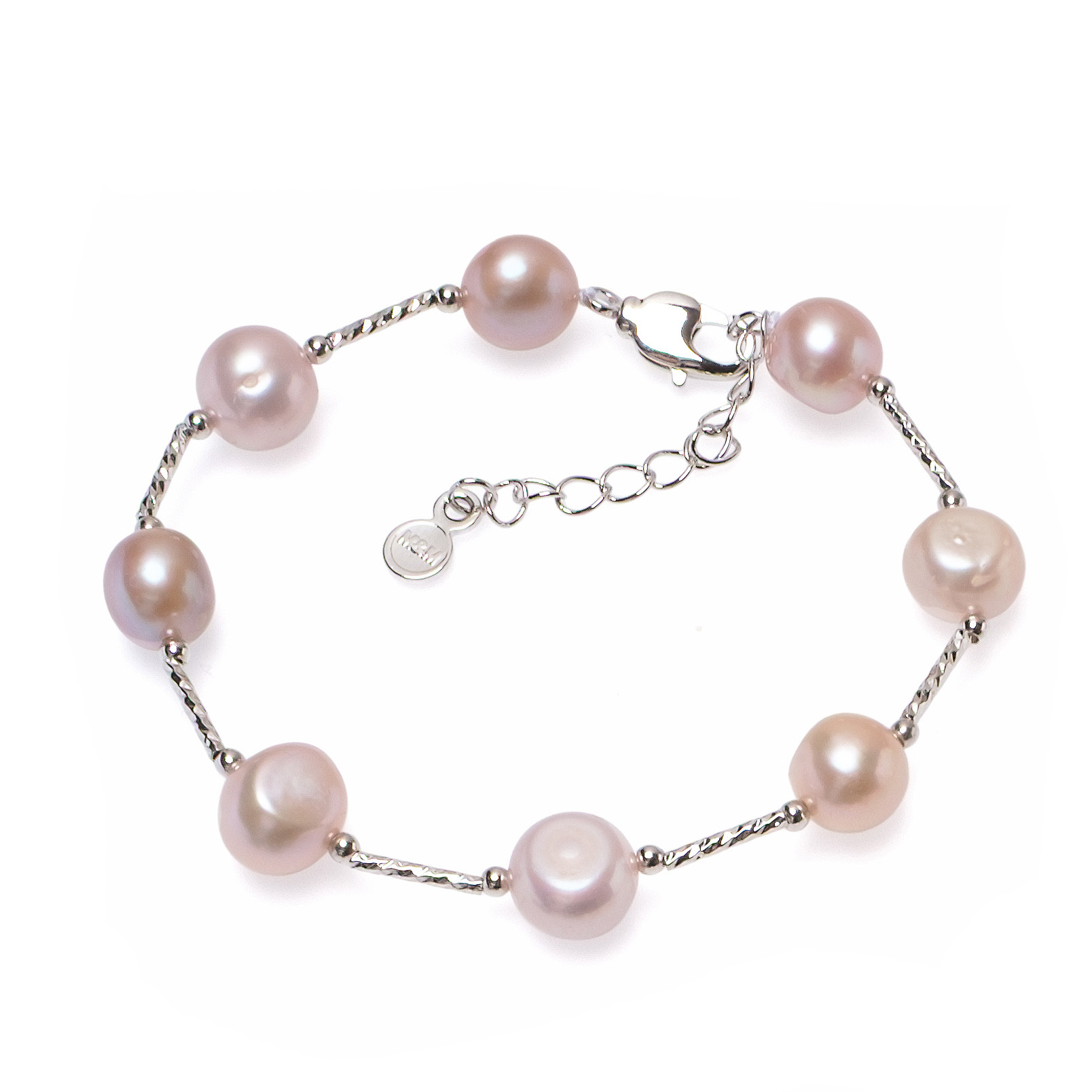 Гривна, лилави асиметрични перли 8-11мм