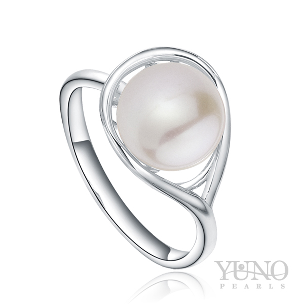 Сребърен пръстен с бяла перла, 10-11мм