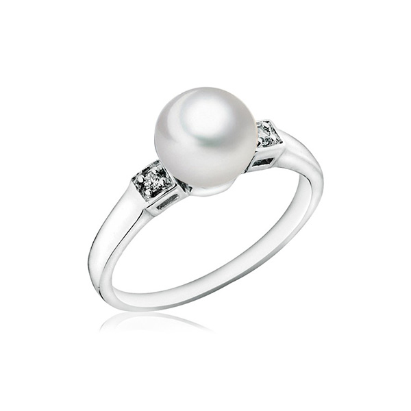 Сребърен пръстен с бяла перла 7-8мм