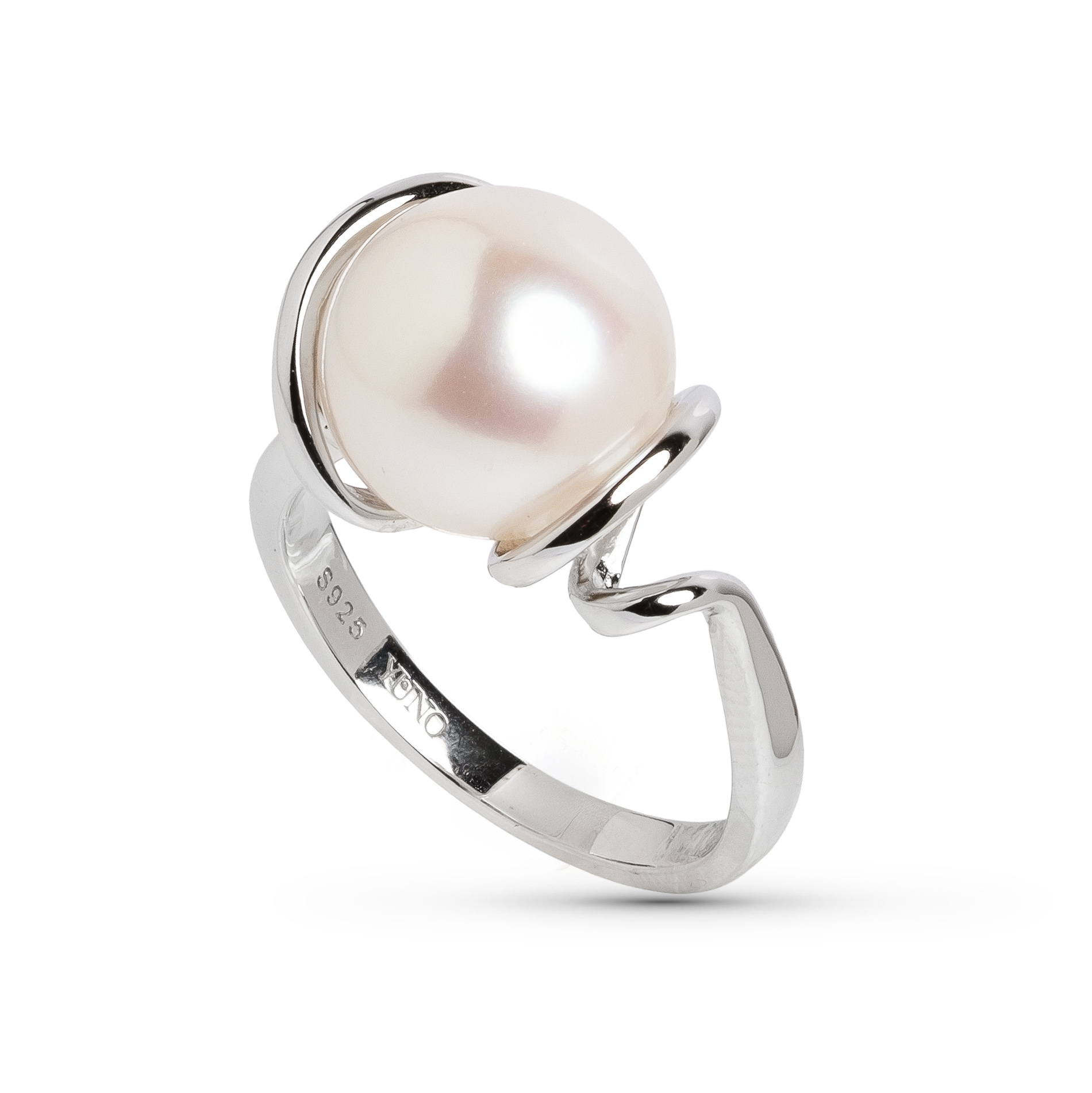 Пръстен сребro, бяла перла 10-11мм